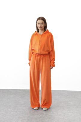 Жіноча велюрова кофта на блискавці Оранж