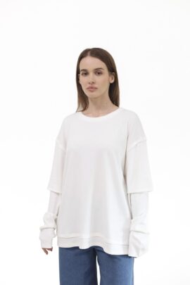 Світшот oversize з ефектом подвійного шару Білий