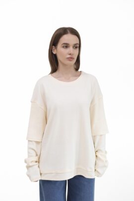 Світшот oversize з ефектом подвійного шару Молоко