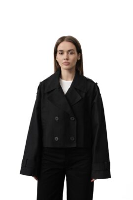 Куртка-тренч у стилі мілітарі Чорний