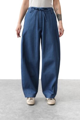 Штани-палаццо зі складками та зав’язками Блакитний