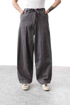 Штани-палаццо зі складками та зав’язками Сірий