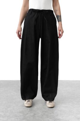 Штани-палаццо зі складками та зав’язками Чорний