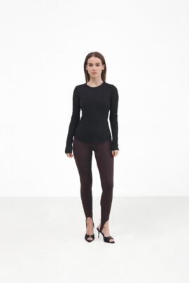 Жіночий лонгслів в рубчик Чорний