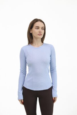 Жіночий лонгслів в рубчик Блакитний