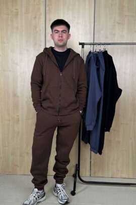 Чоловічий зіп-костюм з джогерами Шоколад