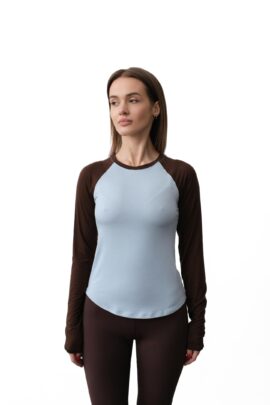 Стильний двоколірний лонгслів реглан Блакитний