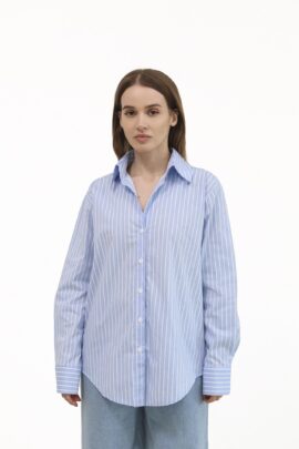 Сорочка класична вільного силуету Блакит.смужка 2