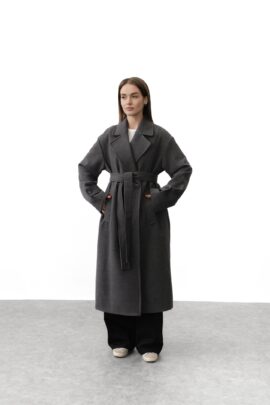 Трендове двобортне пальто Антрацит