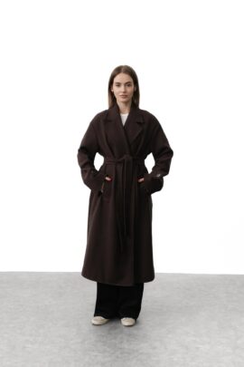 Трендове двобортне пальто Шоколад