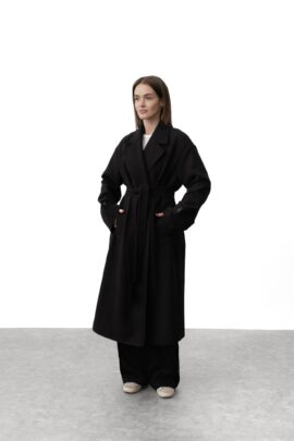 Трендове двобортне пальто Чорний