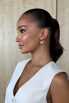 Сережки-пусети у формі сердець Білий