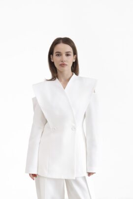 Вишуканий жакет з вирізами на плечах Молоко