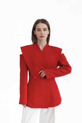 Вишуканий жакет з вирізами на плечах Червоний