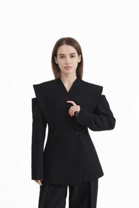 Вишуканий жакет з вирізами на плечах Чорний