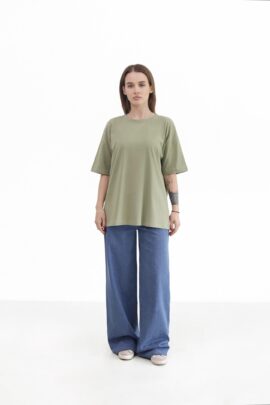 Жіноча бавовняна футболка Оливковий