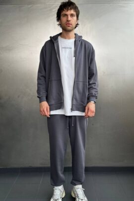 Чоловічий костюм з зіп-худі та джогерами Антрацит