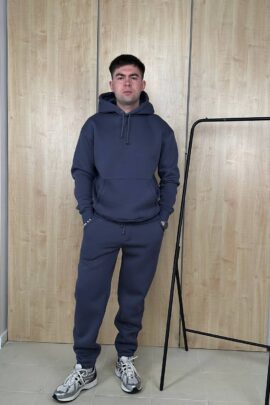 Чоловічий утеплений костюм з худі Антрацит