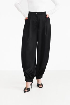 Стильні штани-балони з манжетами Чорний