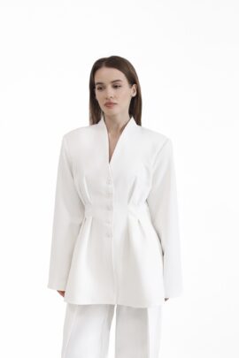 Жакет приталений з акцентом на талії Молоко