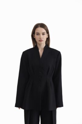 Жакет приталений з акцентом на талії Чорний