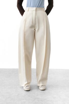 Джинси палаццо з акцентними защипами Молоко