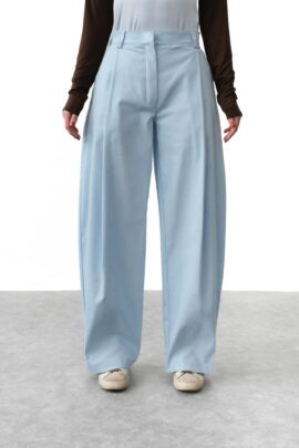 Джинси палаццо з акцентними защипами Небесний