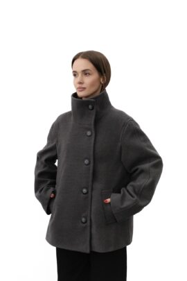 Стильне укорочене пальто Антрацит