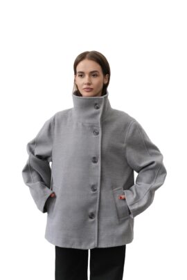 Стильне укорочене пальто Сірий