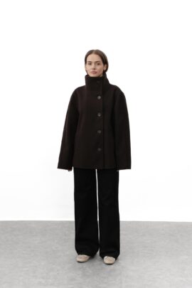 Стильне укорочене пальто Шоколад