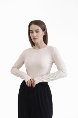 Базовий лонгслів з довгим рукавом Кремовий