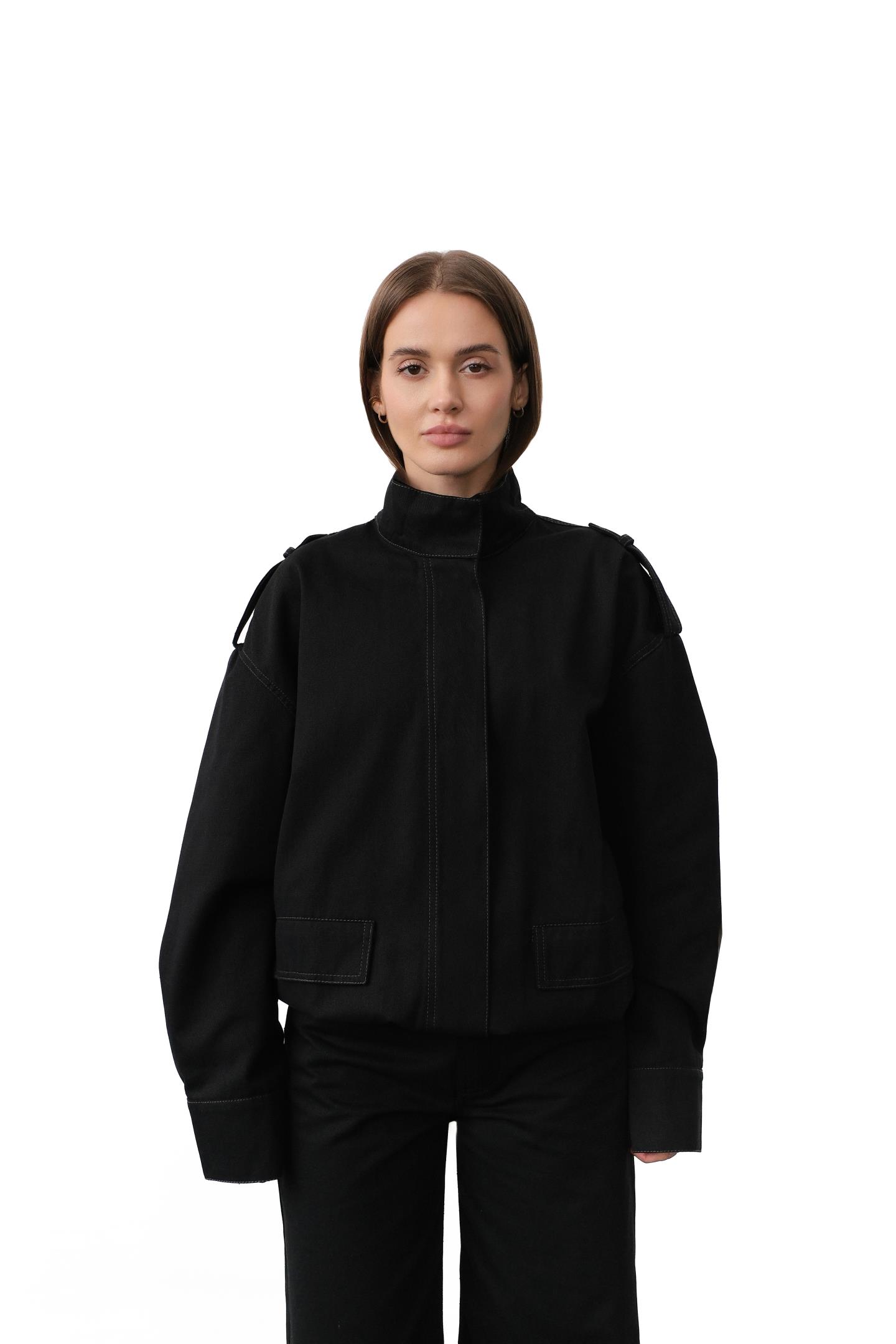 Джинсова куртка у стилі casual Чорний