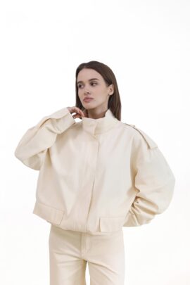 Джинсова куртка у стилі casual Кремовий