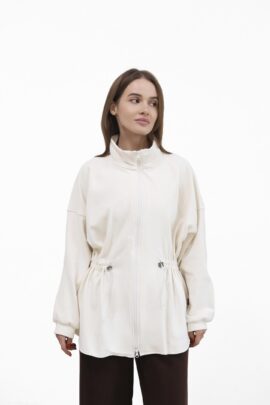 Кофта-худі з витонченою куліскою на талії Молоко