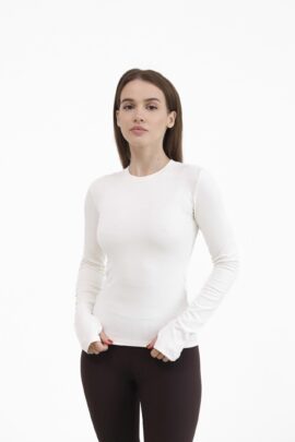 Жіночий однотонний лонгслів Кремовий