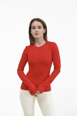 Жіночий однотонний лонгслів Червоний