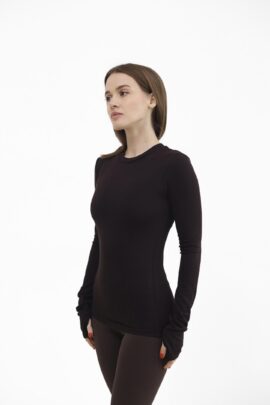 Жіночий однотонний лонгслів Т.Шоколад