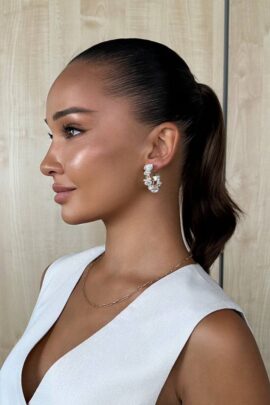 Сережки-кільця з перлами Білий