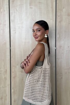 В’язана сумка шопер Бежевий