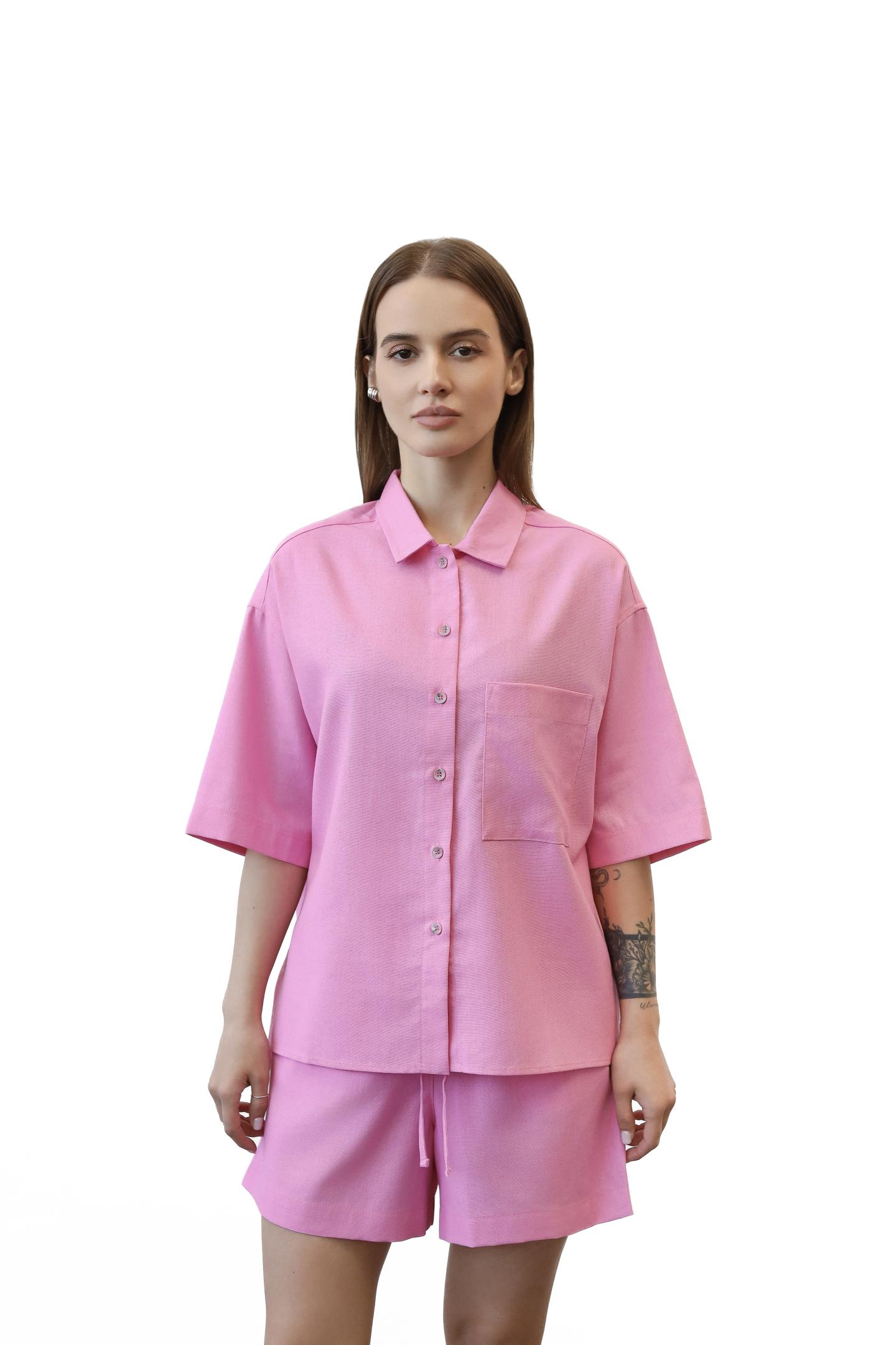 Легка літня сорочка з коротким рукавом Pink