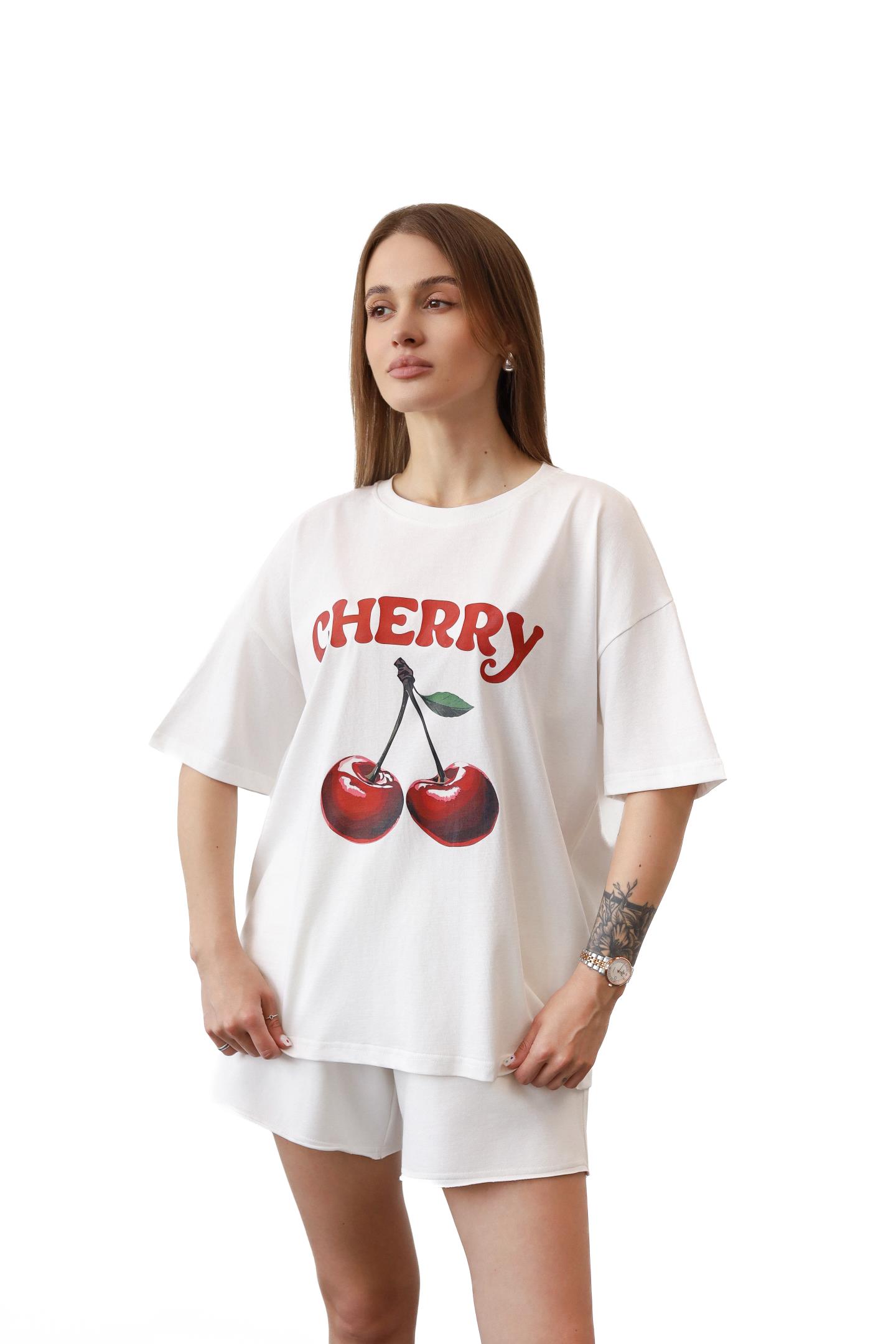 Жіноча бавовняна футболка з принтом Cherry Мол