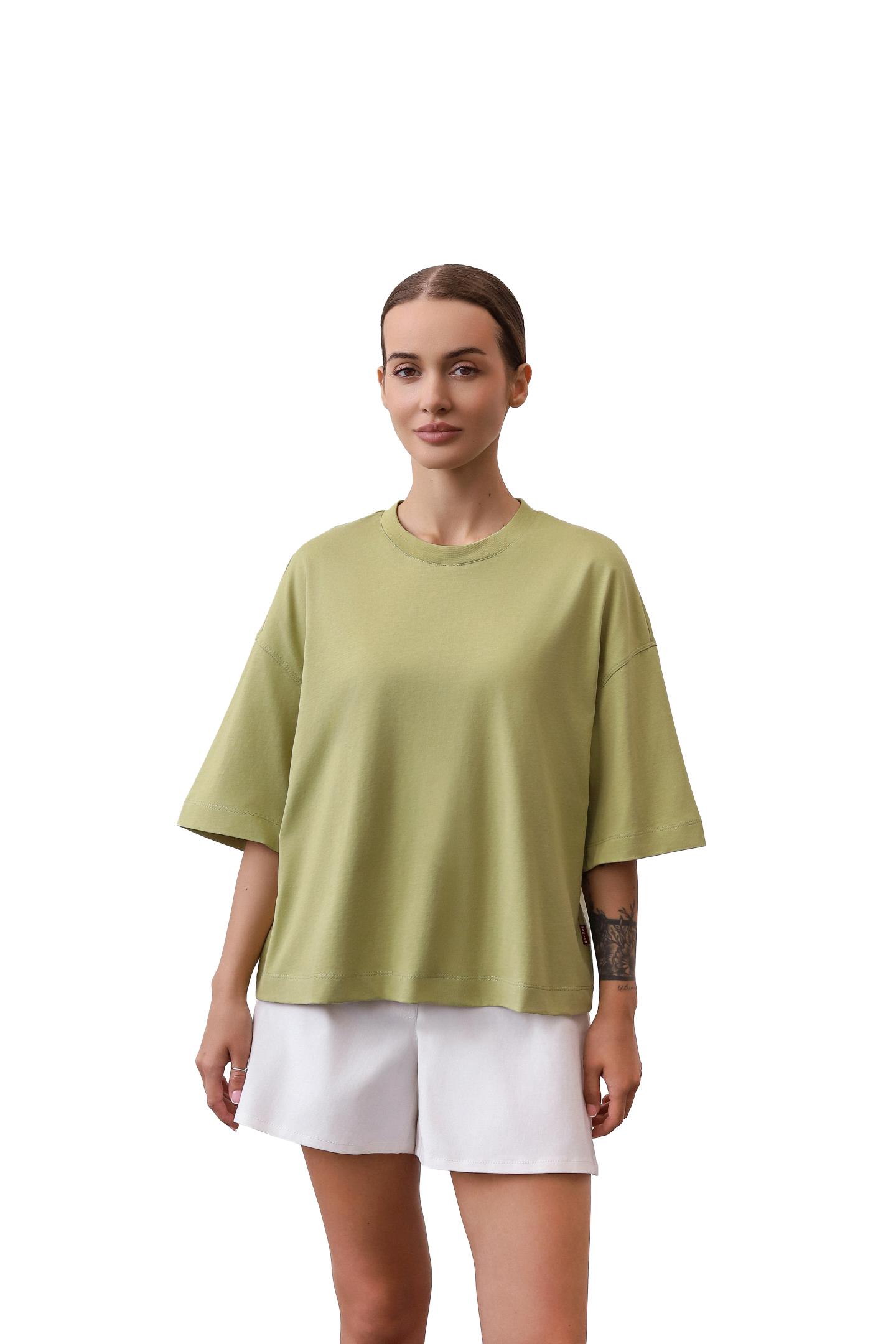 Oversize футболка з акцентним швом Оливковий