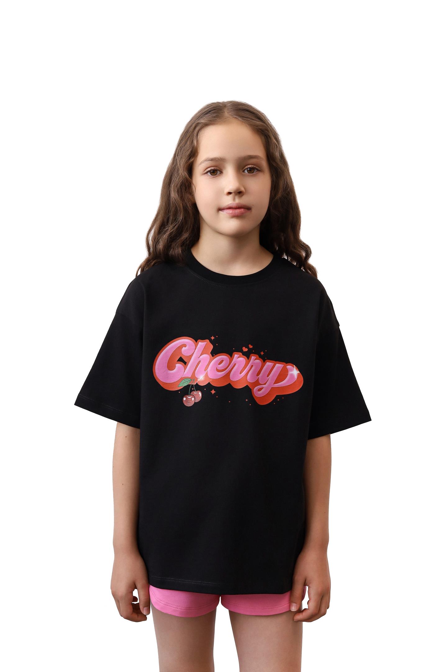 Дитяча футболка з принтом Cherry Чорний